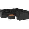 Image de vidaXL - 9-delige - Loungeset - met - kussens - poly - rattan - zwart