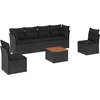 Image de vidaXL - 7-delige - Loungeset - met - kussens - poly - rattan - zwart