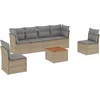 Image de vidaXL - 7-delige - Loungeset - met - kussens - poly - rattan - beige