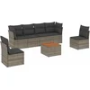Image de vidaXL - 7-delige - Loungeset - met - kussens - poly - rattan - grijs