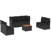 Image de vidaXL - 8-delige - Loungeset - met - kussens - poly - rattan - zwart