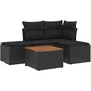 Image de vidaXL - 5-delige - Loungeset - met - kussens - poly - rattan - zwart