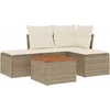 Image de vidaXL - 5-delige - Loungeset - met - kussens - poly - rattan - beige