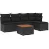 Image de vidaXL - 6-delige - Loungeset - met - kussens - poly - rattan - zwart