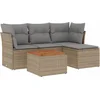 Image de vidaXL - 5-delige - Loungeset - met - kussens - poly - rattan - beige