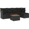 Image de vidaXL - 6-delige - Loungeset - met - kussens - poly - rattan - zwart