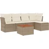 Image de vidaXL - 6-delige - Loungeset - met - kussens - poly - rattan - beige