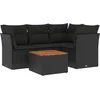 Image de vidaXL - 5-delige - Loungeset - met - kussens - poly - rattan - zwart