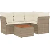 Image de vidaXL - 5-delige - Loungeset - met - kussens - poly - rattan - beige
