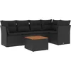 Image de vidaXL - 6-delige - Loungeset - met - kussens - poly - rattan - zwart