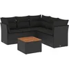 Image de vidaXL - 6-delige - Loungeset - met - kussens - poly - rattan - zwart