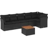 Image de vidaXL - 7-delige - Loungeset - met - kussens - poly - rattan - zwart