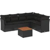 Image de vidaXL - 7-delige - Loungeset - met - kussens - poly - rattan - zwart
