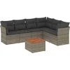 Image de vidaXL - 7-delige - Loungeset - met - kussens - poly - rattan - grijs