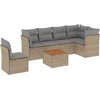 Image de vidaXL - 7-delige - Loungeset - met - kussens - poly - rattan - beige