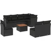Image de vidaXL - 9-delige - Loungeset - met - kussens - poly - rattan - zwart