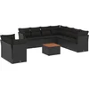 Image de vidaXL - 10-delige - Loungeset - met - kussens - poly - rattan - zwart