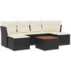 Image de vidaXL - 7-delige - Loungeset - met - kussens - poly - rattan - zwart
