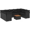 Image de vidaXL - 10-delige - Loungeset - met - kussens - poly - rattan - zwart