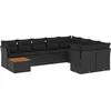 Image de vidaXL - 10-delige - Loungeset - met - kussens - poly - rattan - zwart