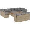 Image de vidaXL - 14-delige - Loungeset - met - kussens - poly - rattan - beige