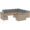 Image de vidaXL - 14-delige - Loungeset - met - kussens - poly - rattan - beige