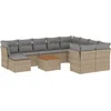 Image de vidaXL - 11-delige - Tuinset - met - kussens - poly - rattan - beige