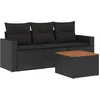 Image de vidaXL - 4-delige - Loungeset - met - kussens - poly - rattan - zwart