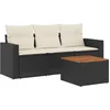 Image de vidaXL - 4-delige - Loungeset - met - kussens - poly - rattan - zwart
