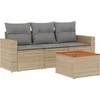 Image de vidaXL - 4-delige - Loungeset - met - kussens - poly - rattan - beige