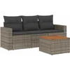 Image de vidaXL - 4-delige - Loungeset - met - kussens - poly - rattan - grijs