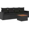 Image de vidaXL - 5-delige - Loungeset - met - kussens - poly - rattan - zwart