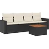Image de vidaXL - 5-delige - Loungeset - met - kussens - poly - rattan - zwart