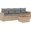 Image de vidaXL - 5-delige - Loungeset - met - kussens - poly - rattan - beige