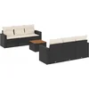 Image de vidaXL - 7-delige - Loungeset - met - kussens - poly - rattan - zwart