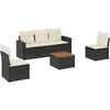 Image de vidaXL - 6-delige - Loungeset - met - kussens - poly - rattan - zwart