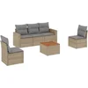 Image de vidaXL - 6-delige - Loungeset - met - kussens - poly - rattan - beige