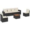 Image de vidaXL - 7-delige - Loungeset - met - kussens - poly - rattan - zwart