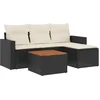 Image de vidaXL - 5-delige - Loungeset - met - kussens - poly - rattan - zwart