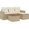 Image de vidaXL - 5-delige - Loungeset - met - kussens - poly - rattan - beige