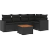 Image de vidaXL - 6-delige - Loungeset - met - kussens - poly - rattan - zwart