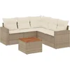 Image de vidaXL - 6-delige - Loungeset - met - kussens - poly - rattan - beige