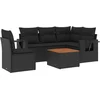 Image de vidaXL - 6-delige - Loungeset - met - kussens - poly - rattan - zwart