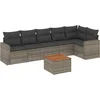 Image de vidaXL - 7-delige - Loungeset - met - kussens - poly - rattan - grijs
