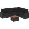 Image de vidaXL - 7-delige - Loungeset - met - kussens - poly - rattan - zwart