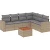 Image de vidaXL - 7-delige - Loungeset - met - kussens - poly - rattan - beige