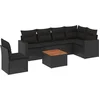 Image de vidaXL - 7-delige - Loungeset - met - kussens - poly - rattan - zwart