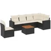 Image de vidaXL - 7-delige - Loungeset - met - kussens - poly - rattan - zwart