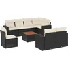 Image de vidaXL - 9-delige - Loungeset - met - kussens - poly - rattan - zwart
