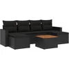 Image de vidaXL - 7-delige - Loungeset - met - kussens - poly - rattan - zwart